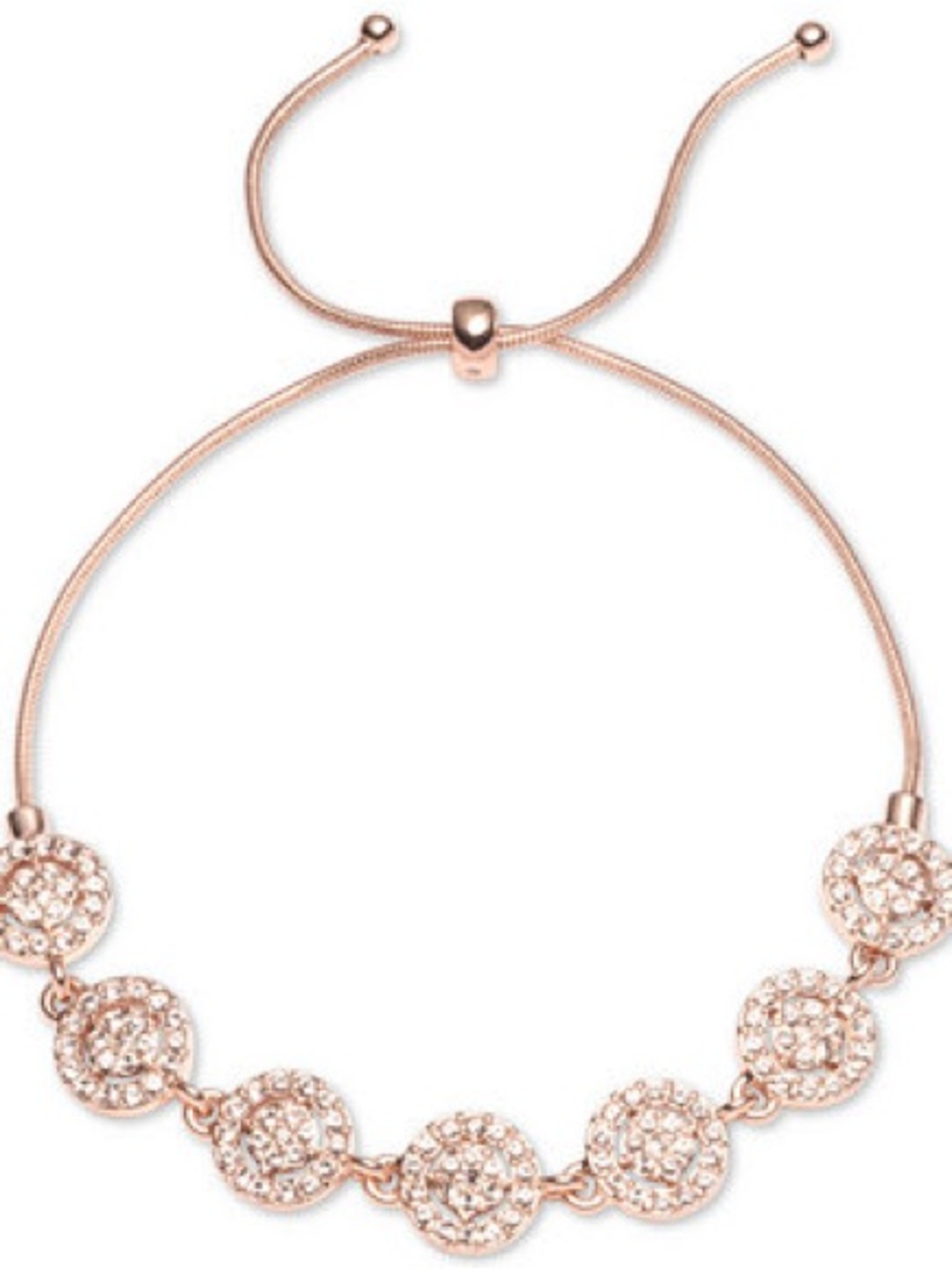 Givenchy Rose Gold Crystal Disk Adjustable Bracelet with Matching Studs